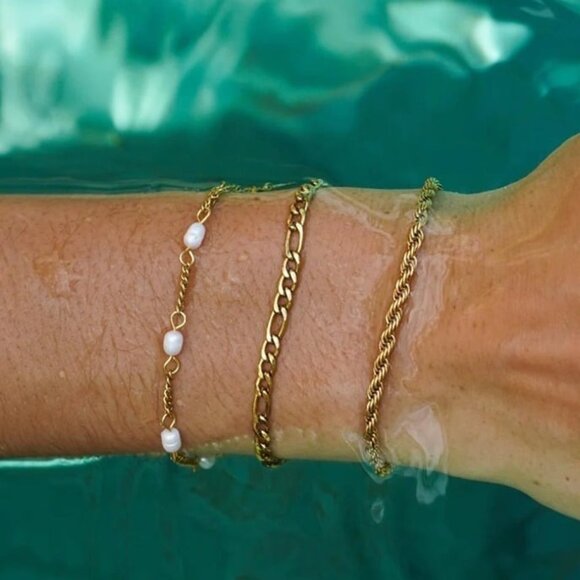 YOU PICK 2! Waterproof Gold chain Bracelets stack tarnish free gold chain PRETTY - Picture 4 of 12